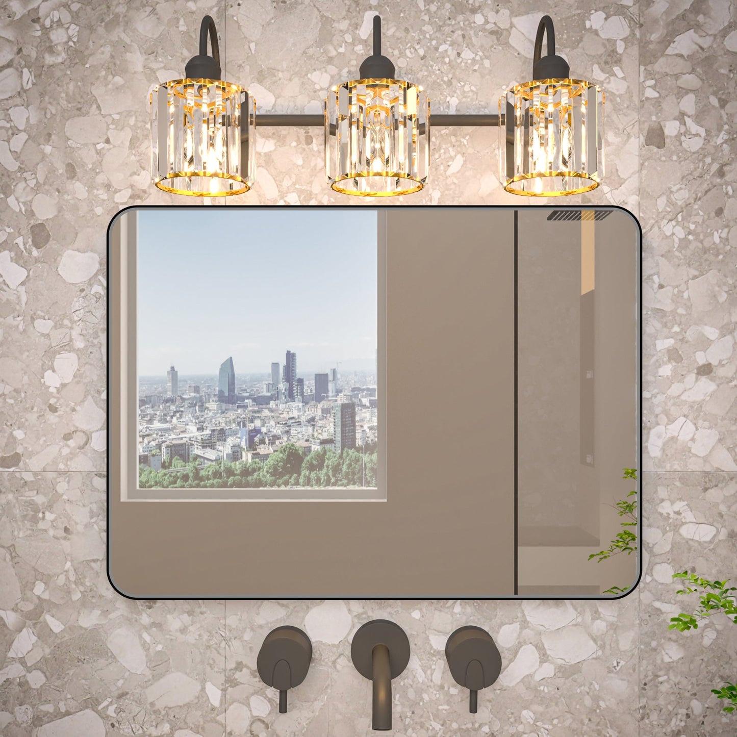 Noir 22" x 30" Vanity Mirror �C Modern, Elegant, Rectangular Wall Mirror with Tempered Glass, Shatterproof, Rust-Resistant, Matte Black Frame for Bathroom, Living Room & Hallway - ExBriteUSA