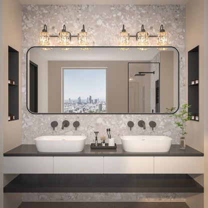 Noir 72" x 32" Vanity Mirror �C Modern, Elegant, Rectangular Wall Mirror with Tempered Glass, Shatterproof, Rust-Resistant, Matte Black Frame for Bathroom, Living Room & Hallway - ExBriteUSA