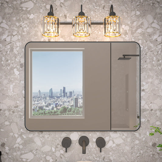 Noir 28" x 36" Vanity Mirror �C Modern, Elegant, Rectangular Wall Mirror with Tempered Glass, Shatterproof, Rust-Resistant, Matte Black Frame for Bathroom, Living Room & Hallway - ExBriteUSA