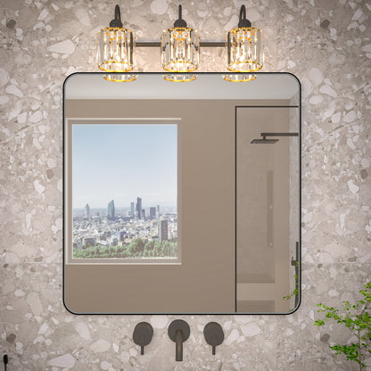 Noir 36" x 36" Vanity Mirror �C Modern, Elegant, Rectangular Wall Mirror with Tempered Glass, Shatterproof, Rust-Resistant, Matte Black Frame for Bathroom, Living Room & Hallway - ExBriteUSA