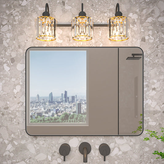 Noir 24" x 32" Vanity Mirror �C Modern, Elegant, Rectangular Wall Mirror with Tempered Glass, Shatterproof, Rust-Resistant, Matte Black Frame for Bathroom, Living Room & Hallway - ExBriteUSA