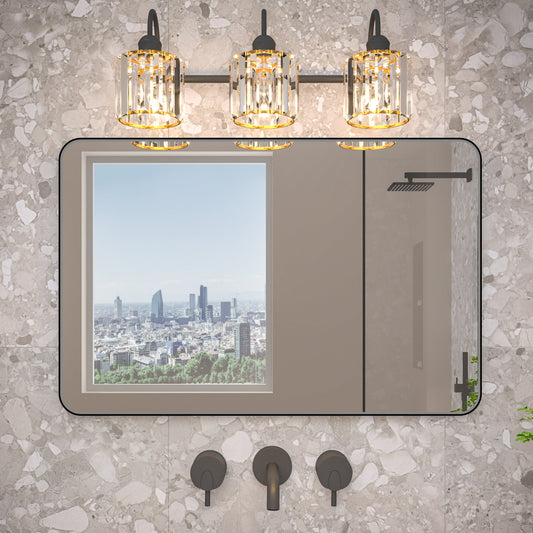 Noir 24" x 36" Vanity Mirror �C Modern, Elegant, Rectangular Wall Mirror with Tempered Glass, Shatterproof, Rust-Resistant, Matte Black Frame for Bathroom, Living Room & Hallway - ExBriteUSA