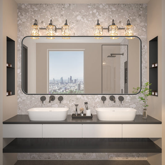 Noir 60" x 30" Vanity Mirror �C Modern, Elegant, Rectangular Wall Mirror with Tempered Glass, Shatterproof, Rust-Resistant, Matte Black Frame for Bathroom, Living Room & Hallway - ExBriteUSA