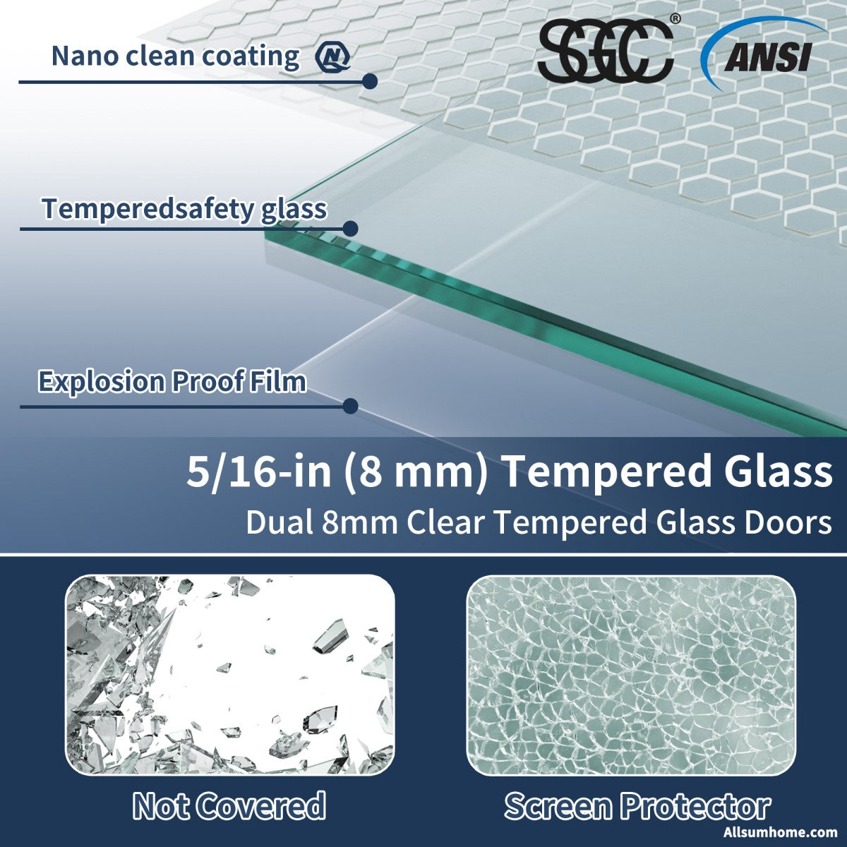 Anchor 56-60 in. W x 74 in. H Frameless Tall Shower Door Sliding Walk-in Shower Design with 8mm thick Clear Glass,Black - ExBriteUSA