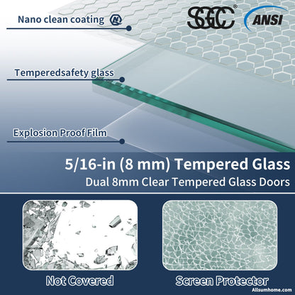 Anchor 56-60 in. W x 74 in. H Frameless Tall Shower Door Sliding Walk-in Shower Design with 8mm thick Clear Glass,Black - ExBriteUSA
