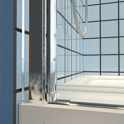 Classy 24-26" W x 72" H small shower door with hinged pivot chrome, clear glass, semi-frameless design.