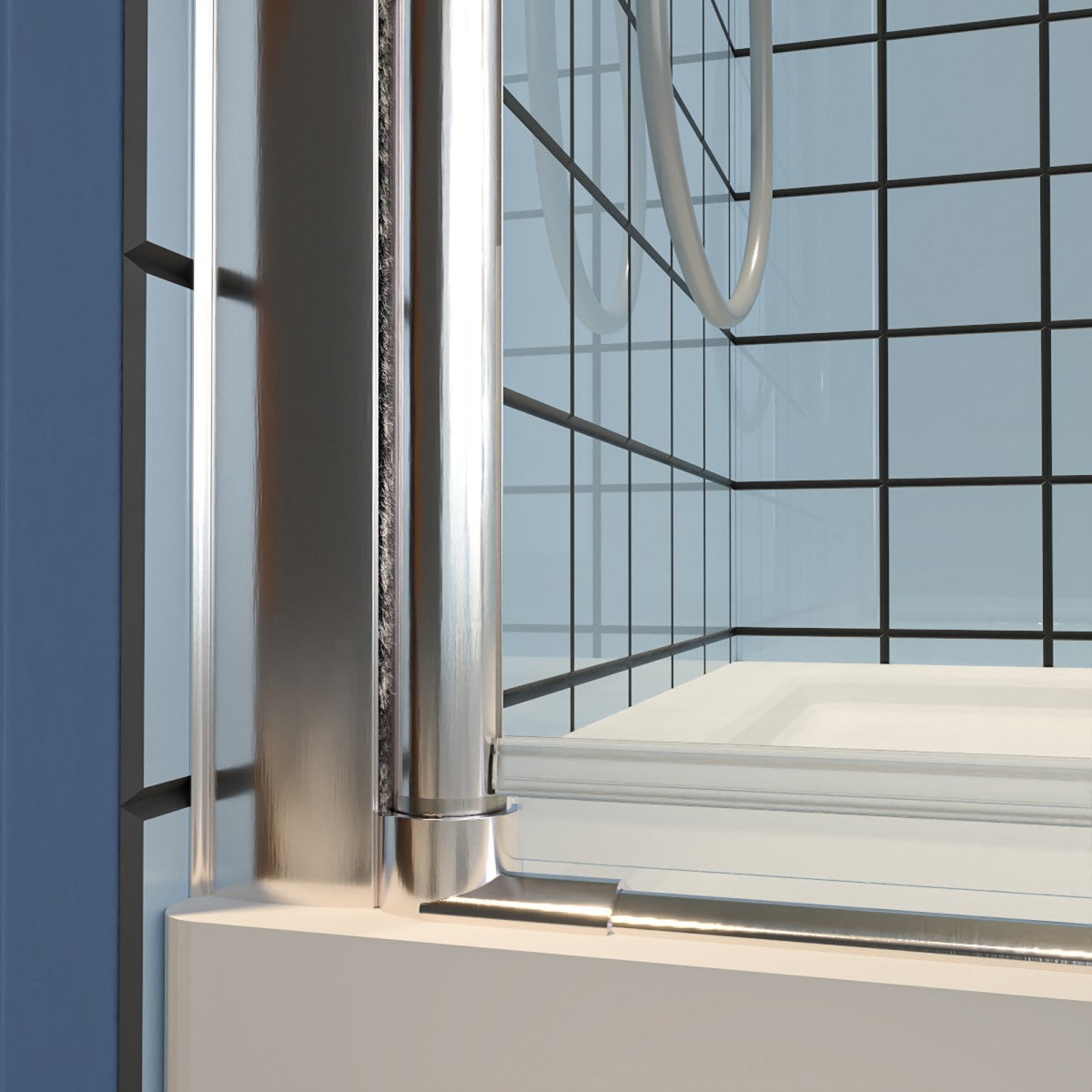 Classy 32-34" W x 72" H Pivot Shower Door Semi-Frameless Hinged In Nickel Install Glass Shower Door - ExBriteUSA