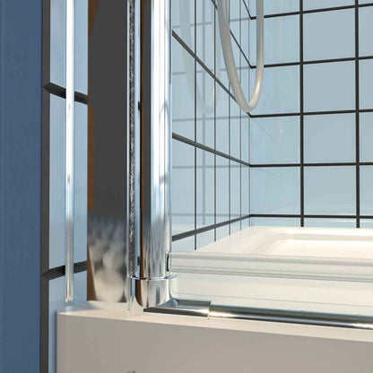 Classy 32-34" W x 72" H Pivot Shower Door Semi-Frameless Hinged in Chrome Install Glass Shower Door