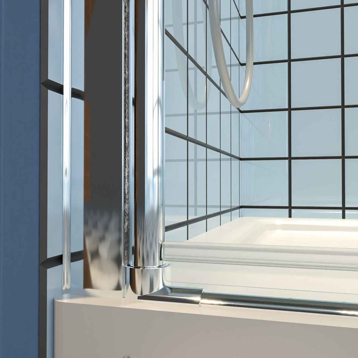 Classy 34-36" W x 72" H Hinged Pivot Semi-Frameless Shower Door Chrome Install Glass Shower Door