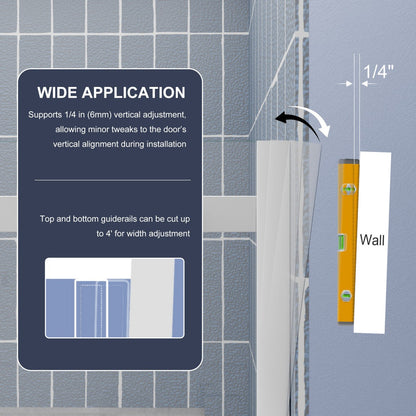 Zephyr 52-56" Semi-Frameless Single Sliding Tub Door,Chrome,Bypass Bathtub Shower Tempered Glass Door with Explosion-Proof Film
