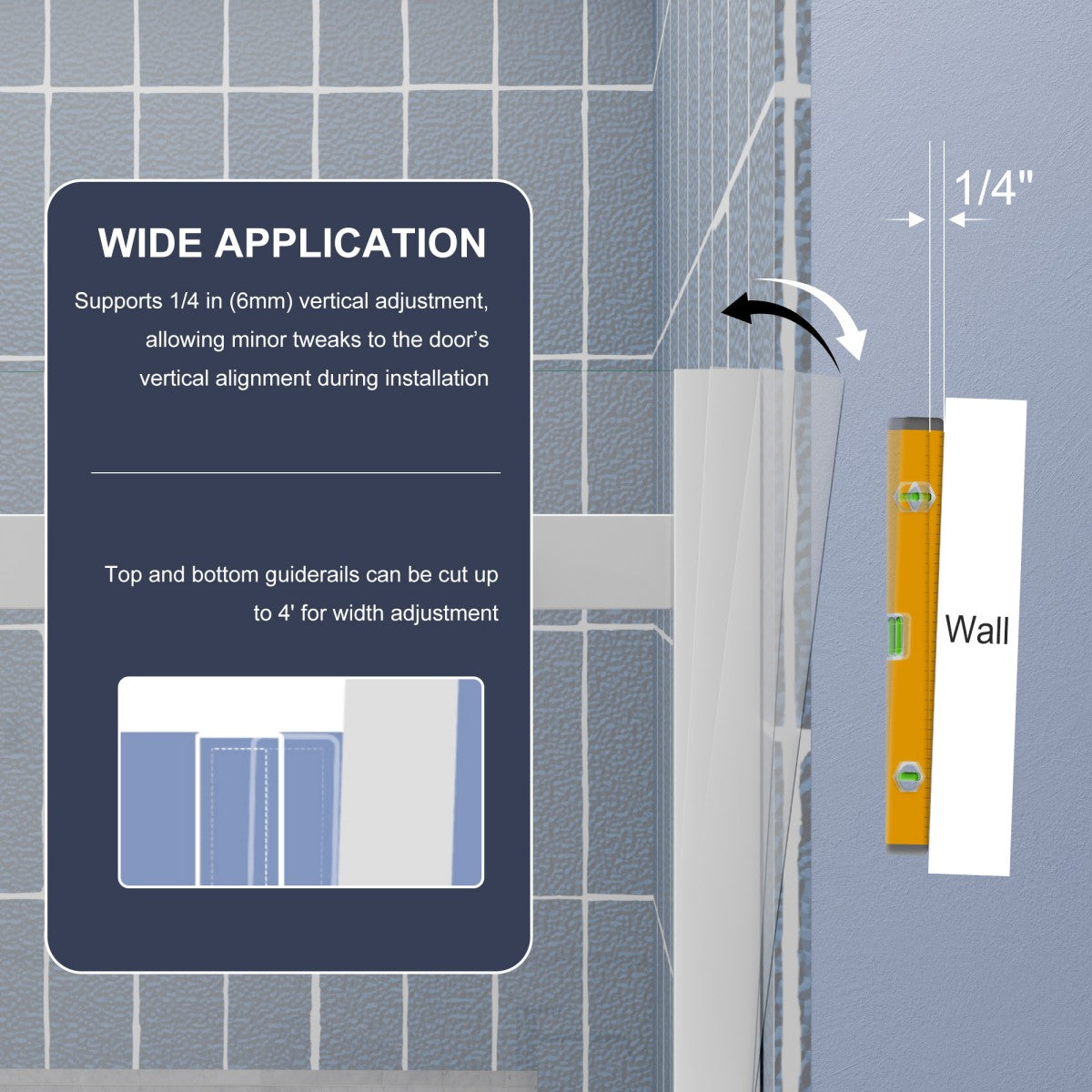 Zephyr 56-60" Semi-Frameless Single Sliding Tub Door,Chrome,Bypass Bathtub Shower Tempered Glass Door with Explosion-Proof Film