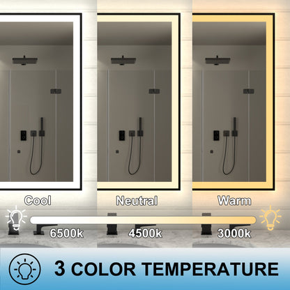 Apex-Noir 48"x36" Framed LED Lighted Bathroom Mirror