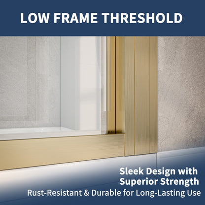 Nexus 44-48W x 70.H Easy Clean Framed Tri-Fold Sliding Shower Door with 1/4" (6mm) Clear SGCC Tempered Glass,Brushed Golde Finish