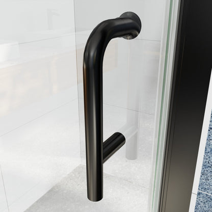 Classy 28-30"x72" Frameless Shower Door in Matte Black,Water Repellent Glass with Seal Strip Parts and Handle,6mm Glass Shower Door
