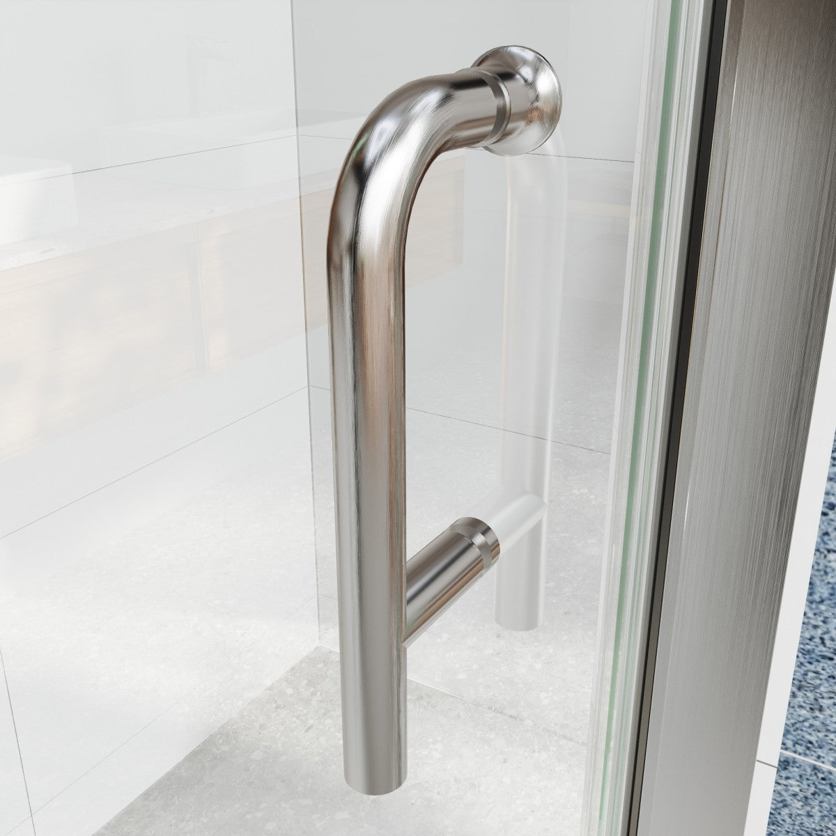 Classy 28-30" W X 72" H Pivot Shower Doors Semi-Frameless Nickel Glass Shower Door With Handle