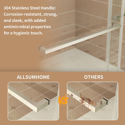 ExRoll-P Allsumhome 56"-60"W x 76"H Frameless Double Sliding Shower Door,10mm Tempered Glass Shower Enclosure,Easy Clean Coat,Brushed Nickel,Buffer