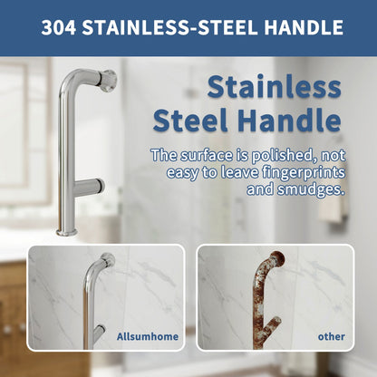 Adapt-E 34 in.W x 72 in.H Bifold Frameless Folding Glass Shower Doors,Chrome Finish,Pivot Swing Shower Doors,1/4 in.Fold Clear Glass