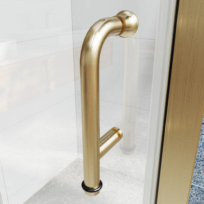 Adapt Allsumhome Bifold Shower Door 32-34 in.W x 72 in.H Pivot Swing Shower Doors,Brushed Gold,Tempered Shower Glass