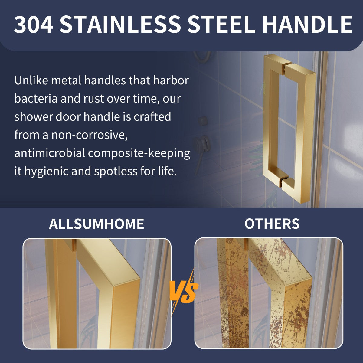 Flexi-L 50-54" W X 70" H Bathroom Glass Shower Doors,Semi-Frameless Brushed Gold,Tempered Glass Shower Door With Handle