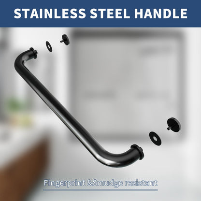 Glide-Bpro 58-60 in. Framed Double Sliding Tub Door,Bypass Bathtub Shower Tempered Glass Door,Matte Black,Explosion-Proof Film