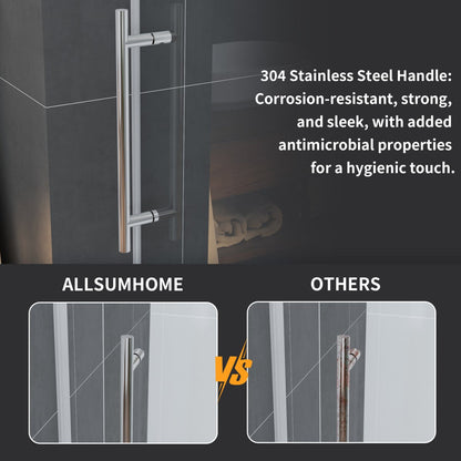 Anchor-H Allsumhome 56"-60"W x 76"H Frameless Sliding Shower Door,10mm Tempered Glass Shower Enclosure,Double Side Easy Clean Coat,Chrome,Buffer