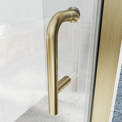 Classy 36-38"x72" Frameless Shower Door in Brush Gold,Water Repellent Glass with Seal Strip Parts and Handle,6mm Glass Shower Door
