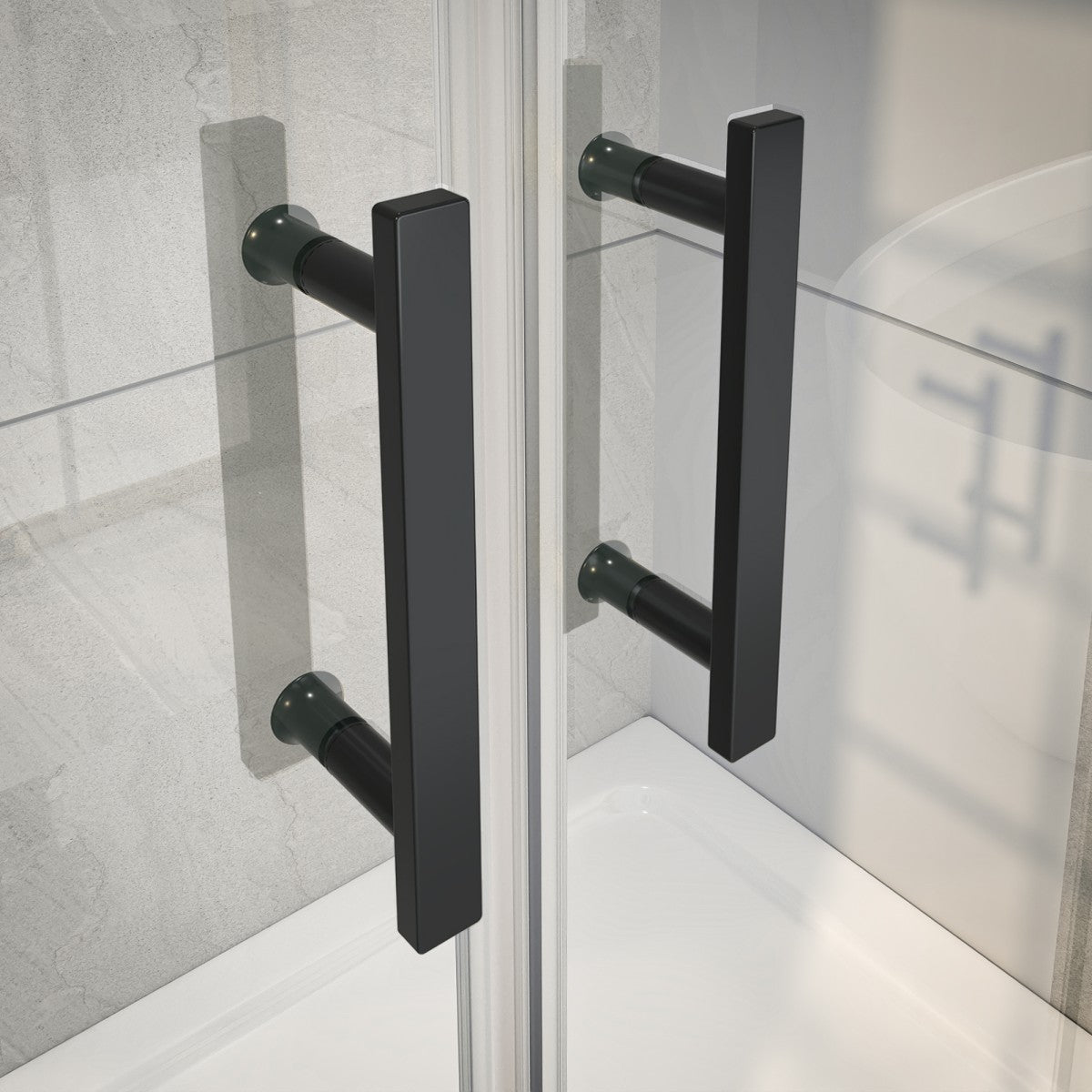 Holden 56-60"W x 70"H Easy Clean Shatter Proof Double Framed Sliding Shower Door with 1/4" (6mm) Clear SGCC Tempered Glass,Matte Black Finish