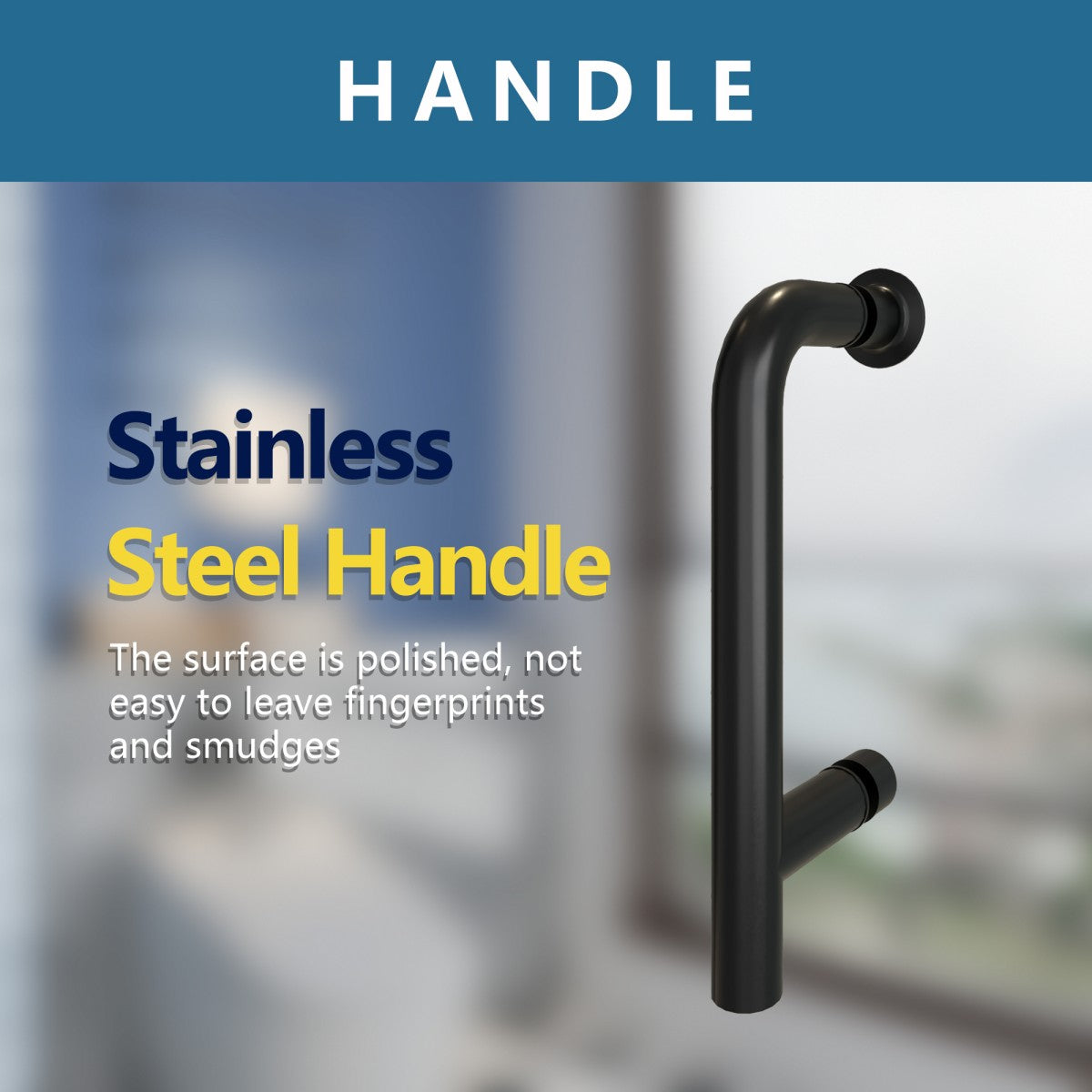 Classy-G 36-37.3" W x 72" H Pivot Frameless Shower Door Matte Black Smoke Gray Glass Shower Door with Handle