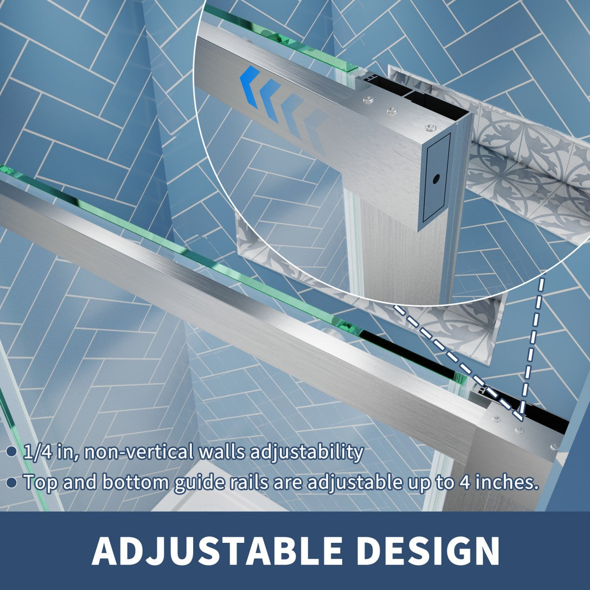 Lock Adjustable 44-48"W x 74"H Sliding Glass Shower Door with 8mm Clear Tempered Glass,Stainless Steel Hardware Brushed Nickel,Rectangle Shower Door