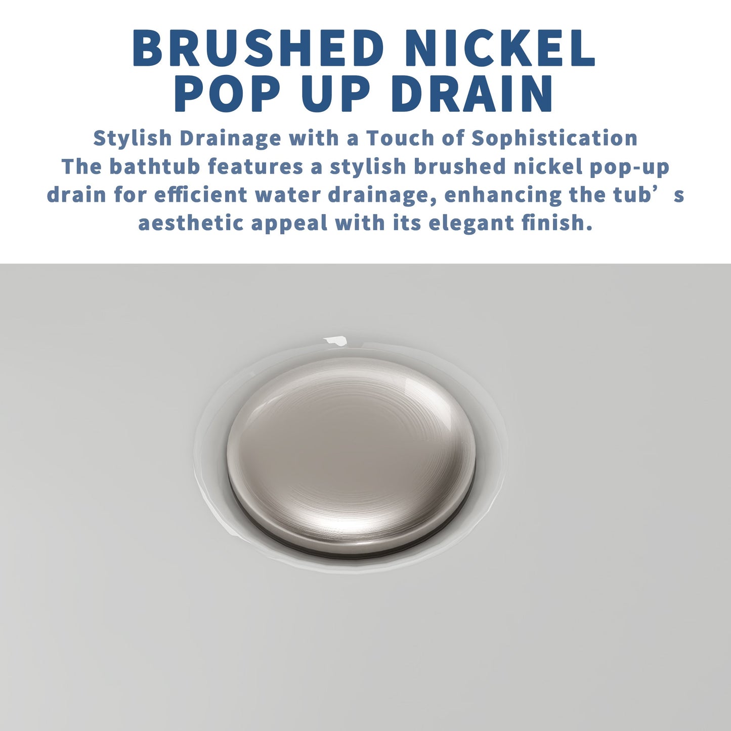 WSP-NK Exbrite 67' Acrylic Freestanding Bathtub, Unique Pleated Design, Glossy White,  Brushed Nickel  Overflow and Pop-Up Drain, cUPC Certified