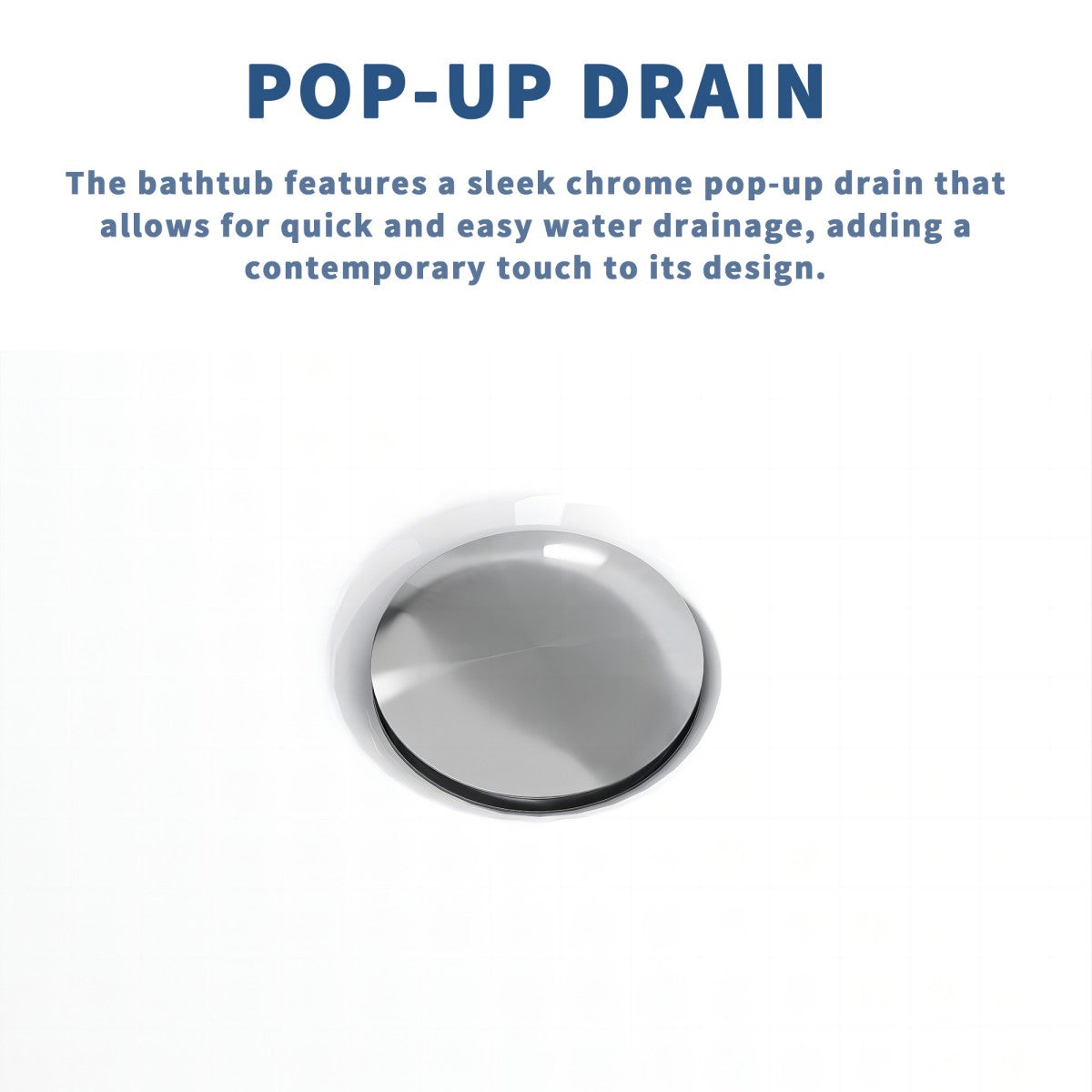 SQ-S Exbrite 43' Acrylic Freestanding Bathtub with seat,Spacious rectangle Shape, Gloss White Finish, Chrome Overflow & Pop-Up Drain - ExBriteUSA