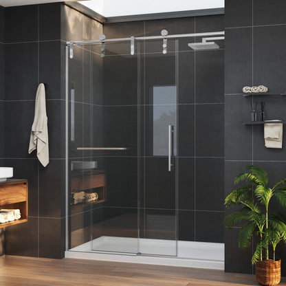 Anchor-B Allsumhome 56"-60"W x 76"H Frameless Sliding Shower Door,8mm Tempered Glass Shower Enclosure,Double Easy Clean Coat,Brushed Nickel,Buffer