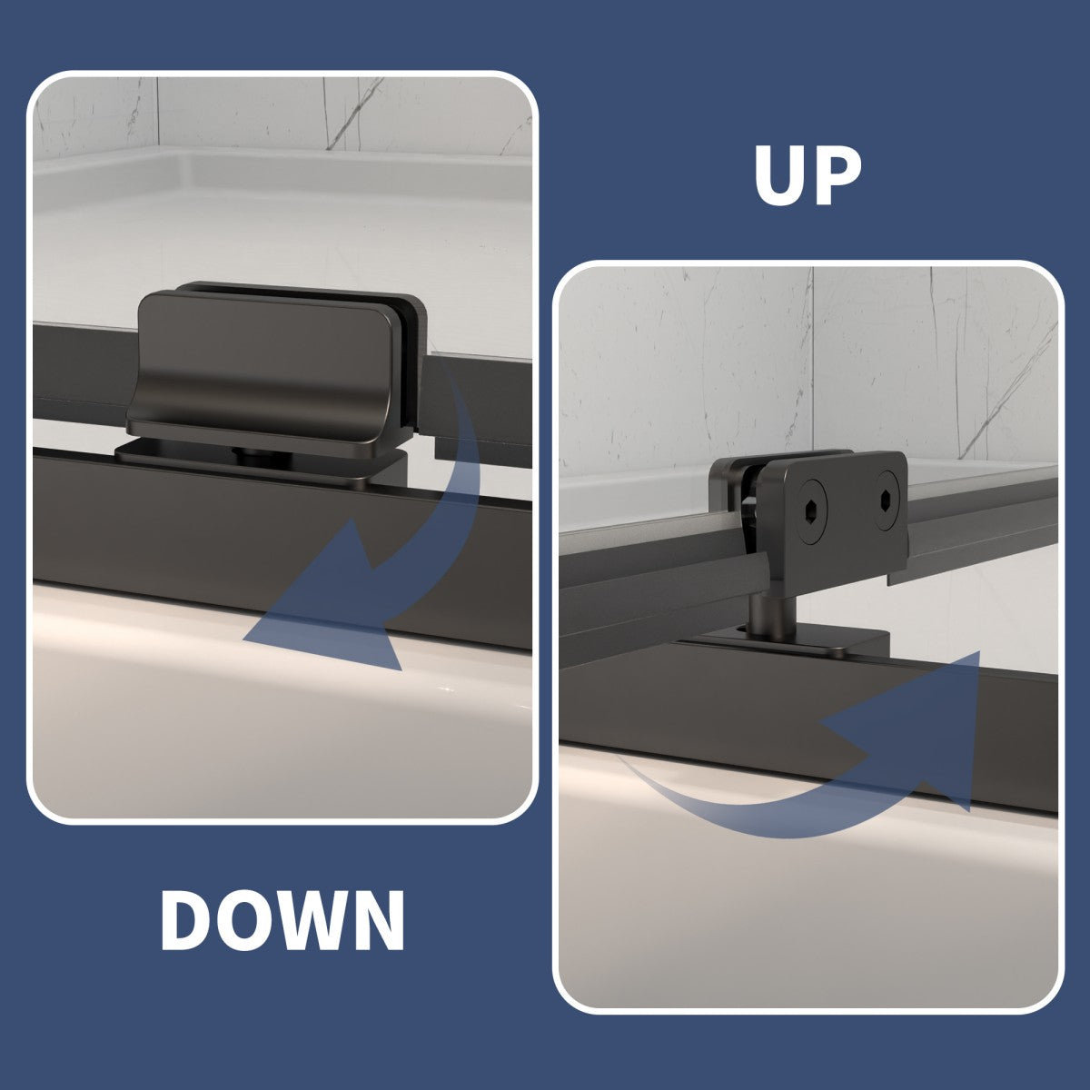 Flexi Showers 50-54" W x 71" H Glass Shower Doos Semi-Frameless,6mm Clear Tempered Glass Panel, Black Finish - ExBriteUSA