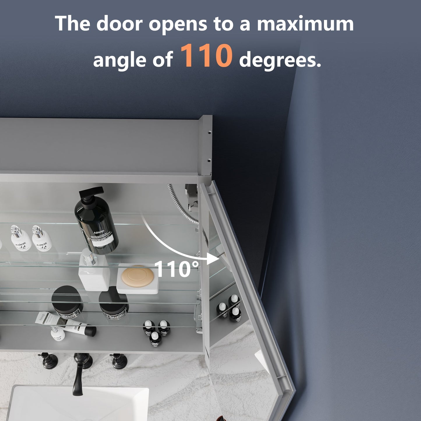 Boost-M1 48" W x 30" H Light Medicine Cabinet Recessed or Surface Mount Aluminum Adjustable Shelves Vanity Mirror Cabinet - ExBriteUSA