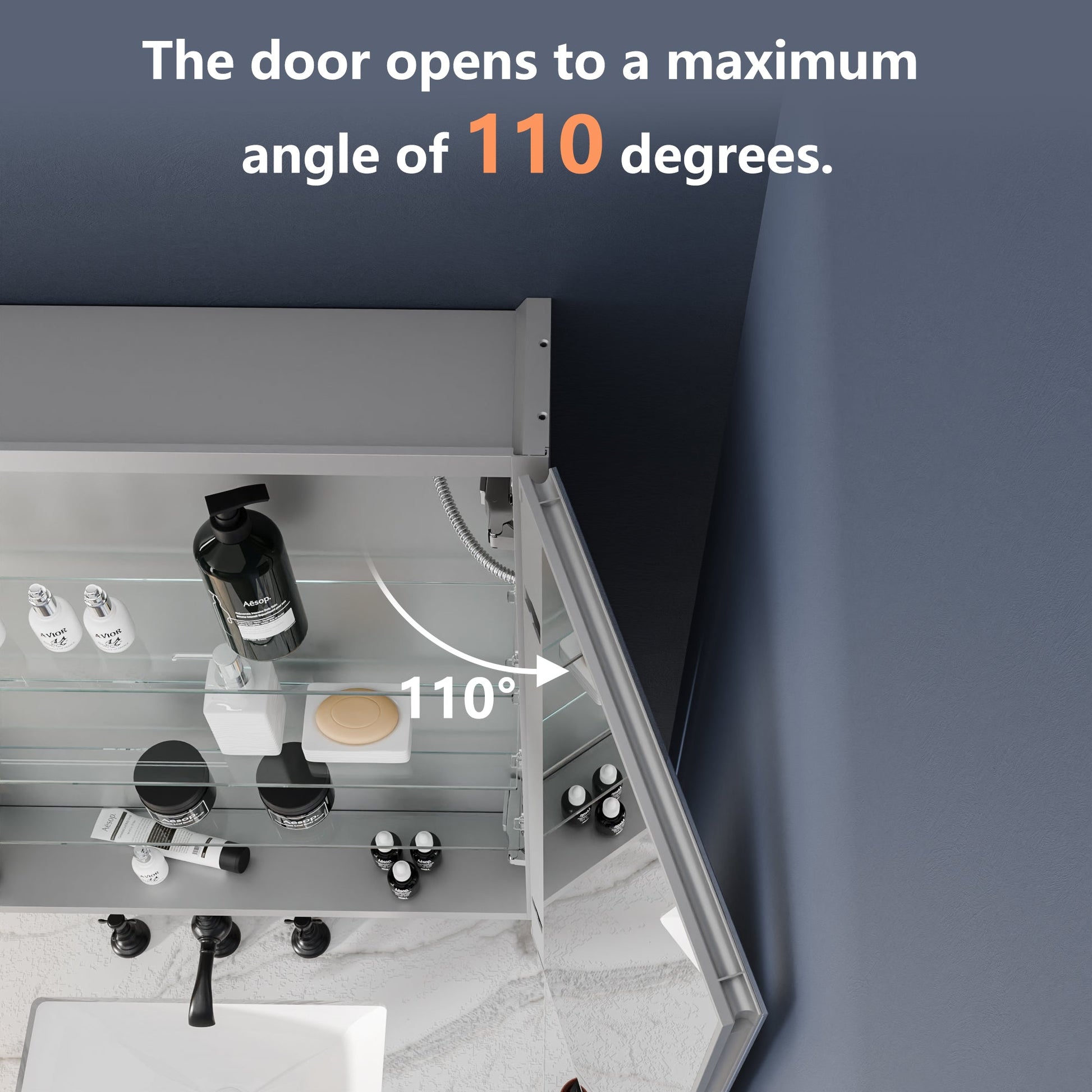 Boost-M1 48" W x 30" H Light Medicine Cabinet Recessed or Surface Mount Aluminum Adjustable Shelves Vanity Mirror Cabinet - ExBriteUSA