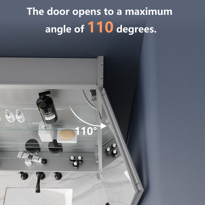 Boost-M1 48" W x 30" H Light Medicine Cabinet Recessed or Surface Mount Aluminum Adjustable Shelves Vanity Mirror Cabinet - ExBriteUSA