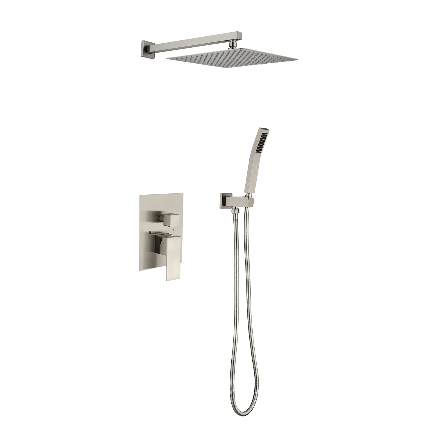 3PSQ Exbrite 12' Rain Shower Head Systems Wall Mounted Shower,Brushed Nickel - ExBriteUSA