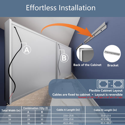 Medicine Cabinet Mirror with LED Lights - 72"W x 36"H Medicine Cabinet with Mirror, Recessed or Surface Mounted|ExBrite Boost-M1