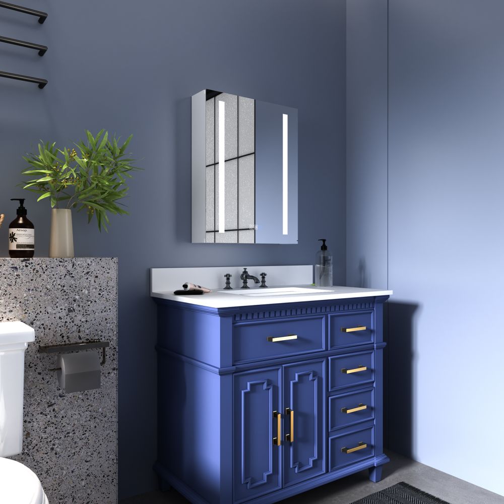 Boost-M1 20 in. W x 26 in. H inch Recessed or Surface Mount Framed Aluminum Medicine Cabinet Adjustable Shelves,Hinge on the Left - ExBriteUSA