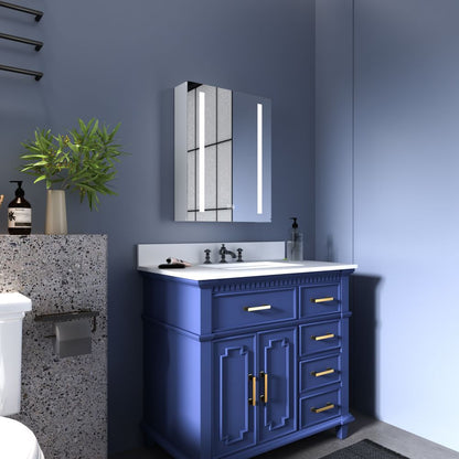 Boost-M1 20 in. W x 26 in. H inch Recessed or Surface Mount Framed Aluminum Medicine Cabinet Adjustable Shelves,Hinge on the Left - ExBriteUSA