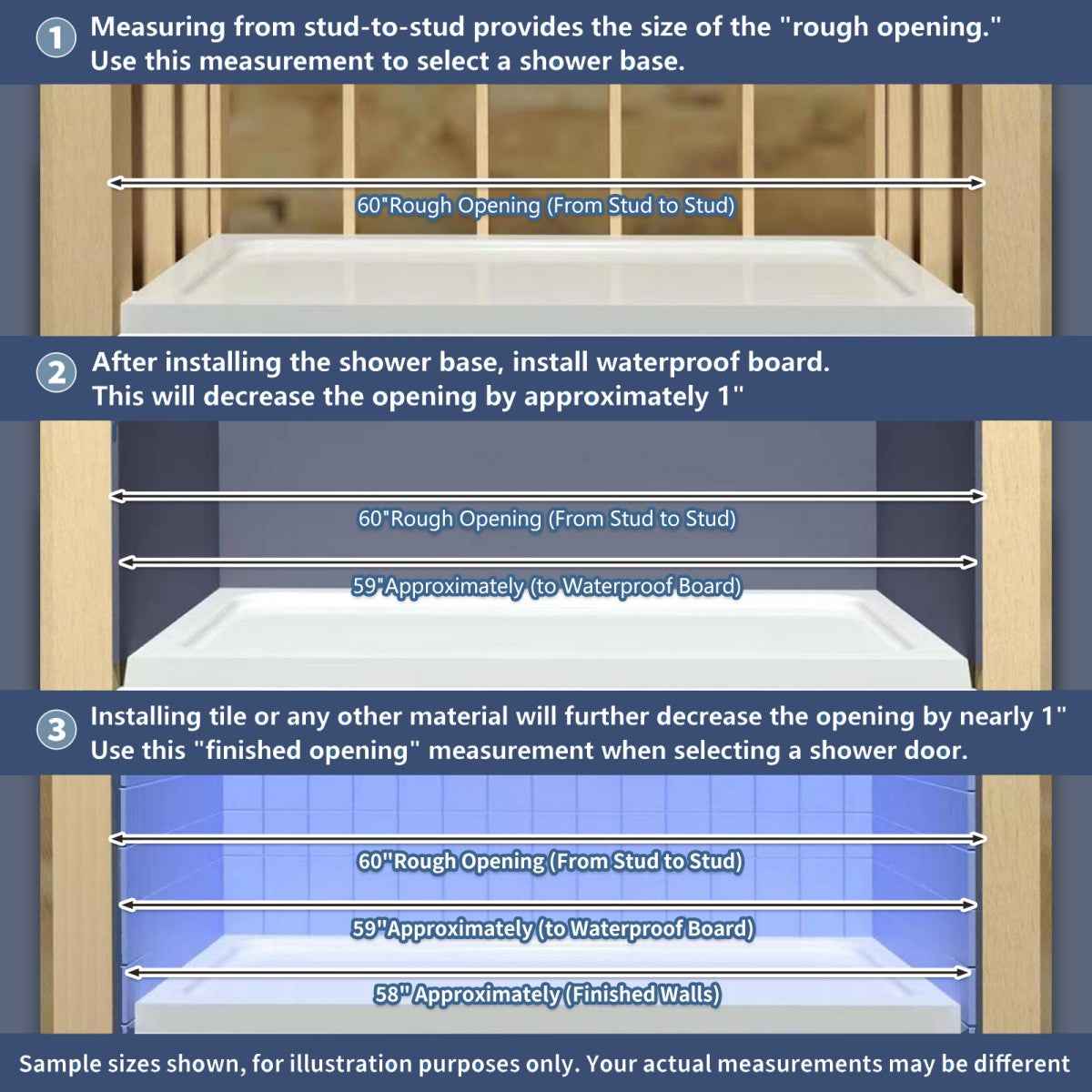 Glide 56-60"W x 70"H Black Frame Clear Tempered Sliding Glass Shower Doors for Bathroom