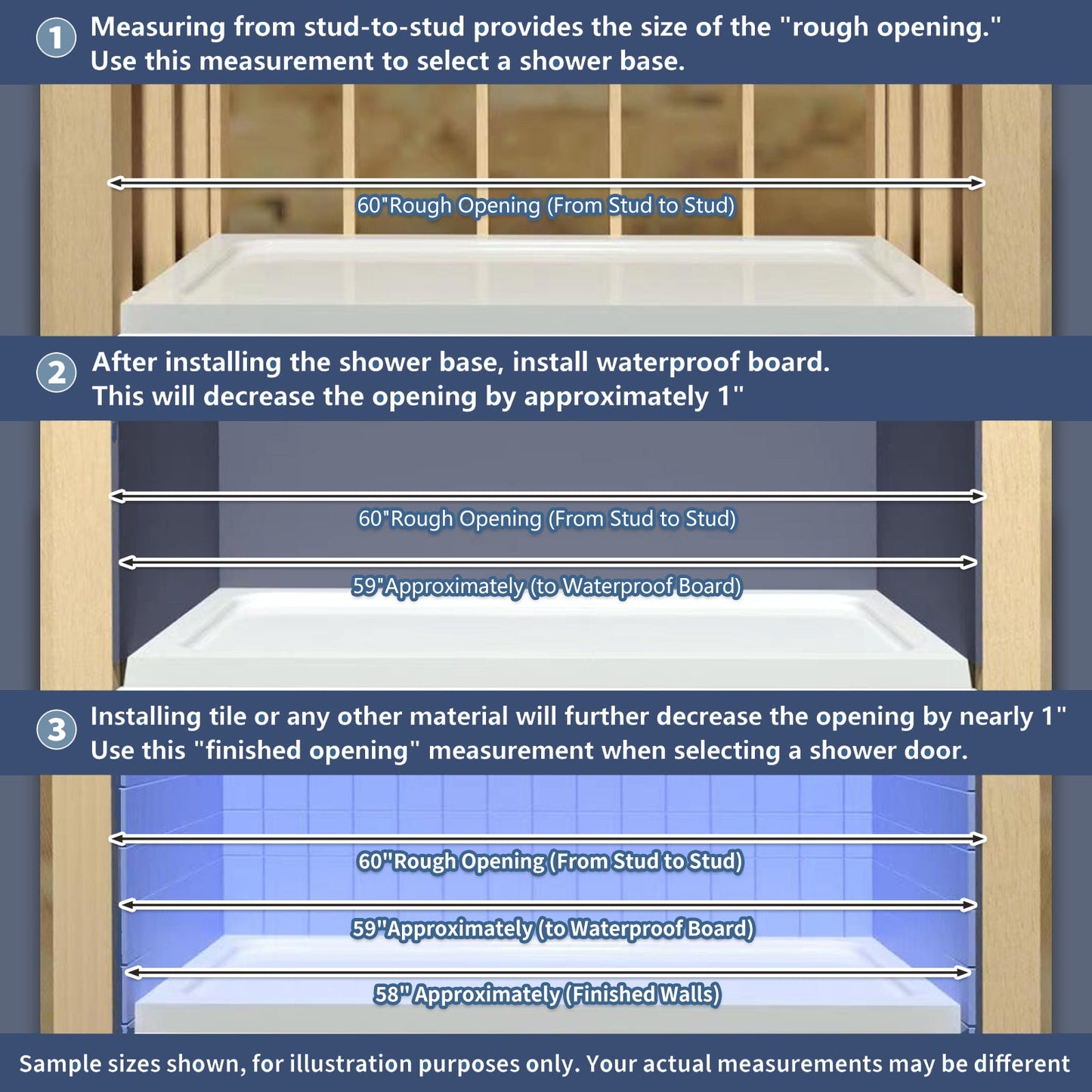 Glide Semi-Frameless Shower Door 56-60 in. W x 70 in. H Bypass Sliding Shower Enclosure,Brushed Gold,Double Sliding Glass Bathroom Doors - ExBriteUSA