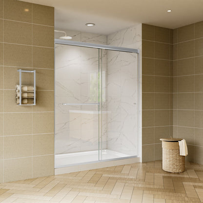Glide 56-60" Wide x 70" High Sliding Glass Shower Doors Framed in Chrome Finish with Clear Glass