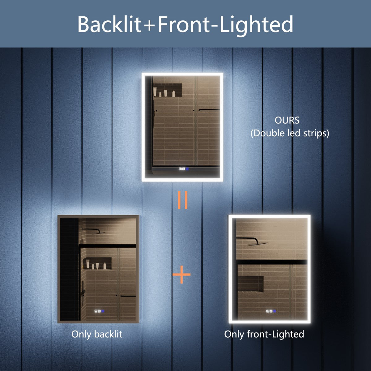 Illusion 24" x 32" LED Lighted Medicine Cabinet with Magnifiers Front and Back Light,Hinge on the Right