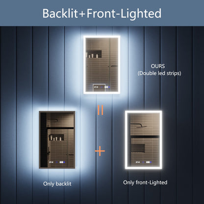 Illusion 24" x 36" Medicine Cabinet with Mirror Led,Front and Back Light,Hinge on Left