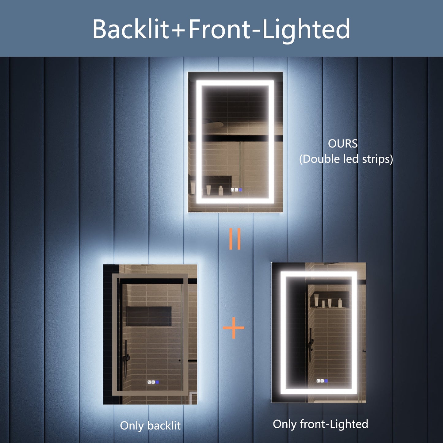 Illusion-B 24" x 36" LED Lighted Inset Mirrored Medicine Cabinet with Magnifiers Front and Back Light, Right Hinge