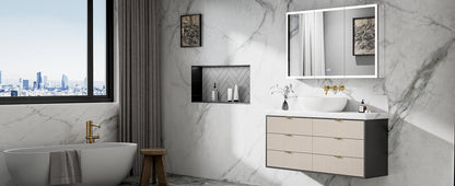 ExBrite 48"W x 30"H LED Medicine Cabinet with Anti-Fog, Stepless Color Temperature and Dimming, Adjustable Shelves, Aluminum Frame, Recessed or Surface Mount - ExBriteUSA