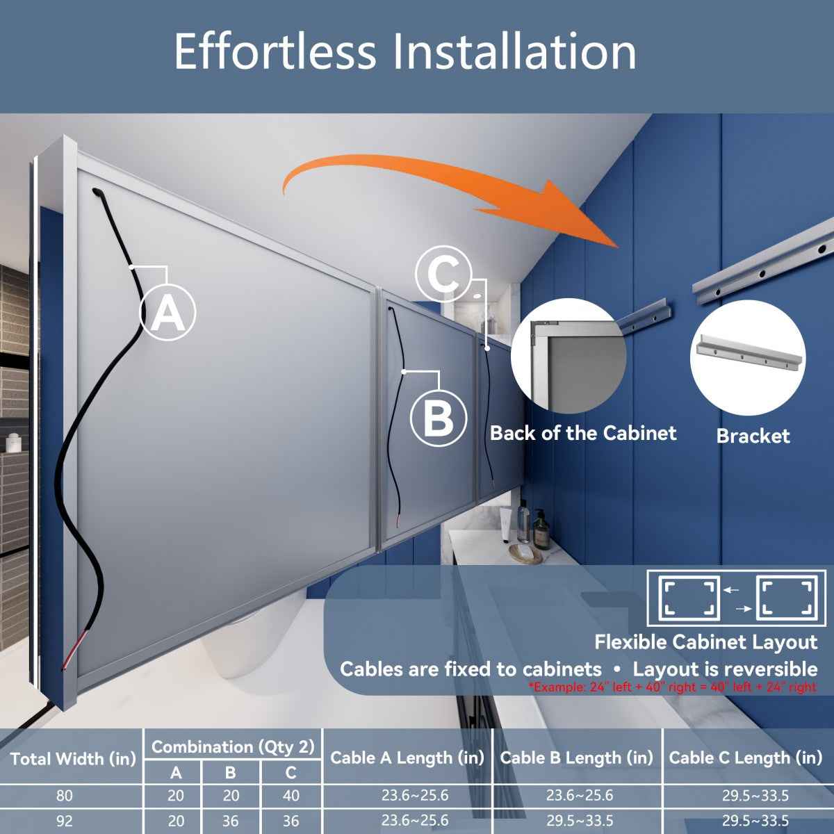 Illusion 80" x 32" Medicine Cabinet With LED Mirror with Magnifiers Front and Back Light