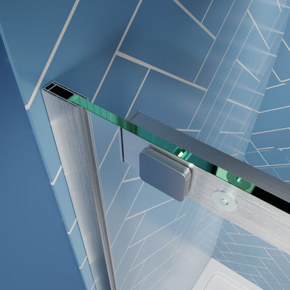 Lock Adjustable 44-48"W x 74"H Sliding Glass Shower Door with 8mm Clear Tempered Glass,Stainless Steel Hardware Brushed Nickel,Rectangle Shower Door