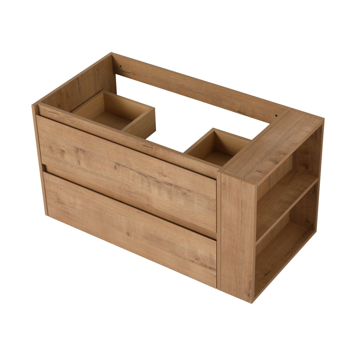 Allsumhome 36" Wall Mounting Floating Bathroom Vanity, Soft Close Drawer,Imitative Oak Finish(Only Vanity, Without Basin)